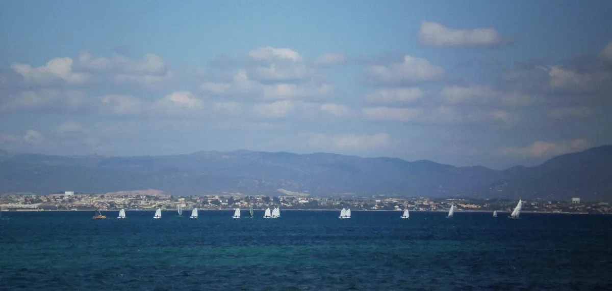 Coast of the Gulf of the Angels with cliffs and clear water, the zodiac boat tour playground from Cagliari
