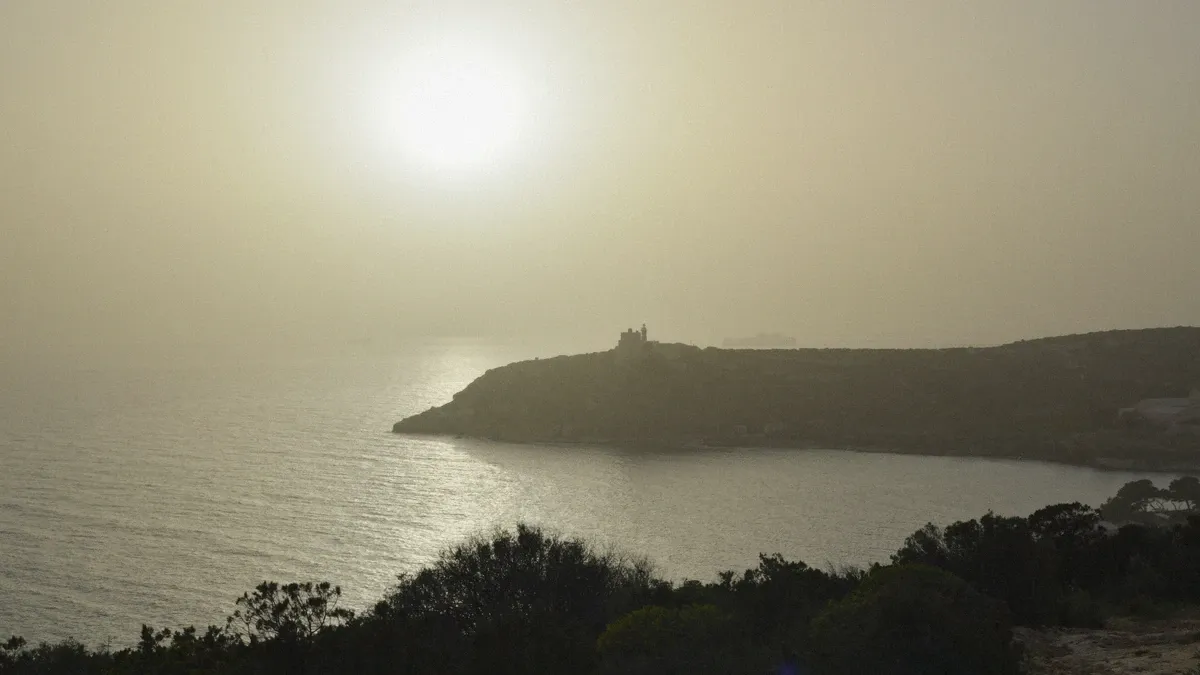 Capo Sant'Elia headland cliffs above the sea on the Sardinian Blue Safari RIB route from Cagliari